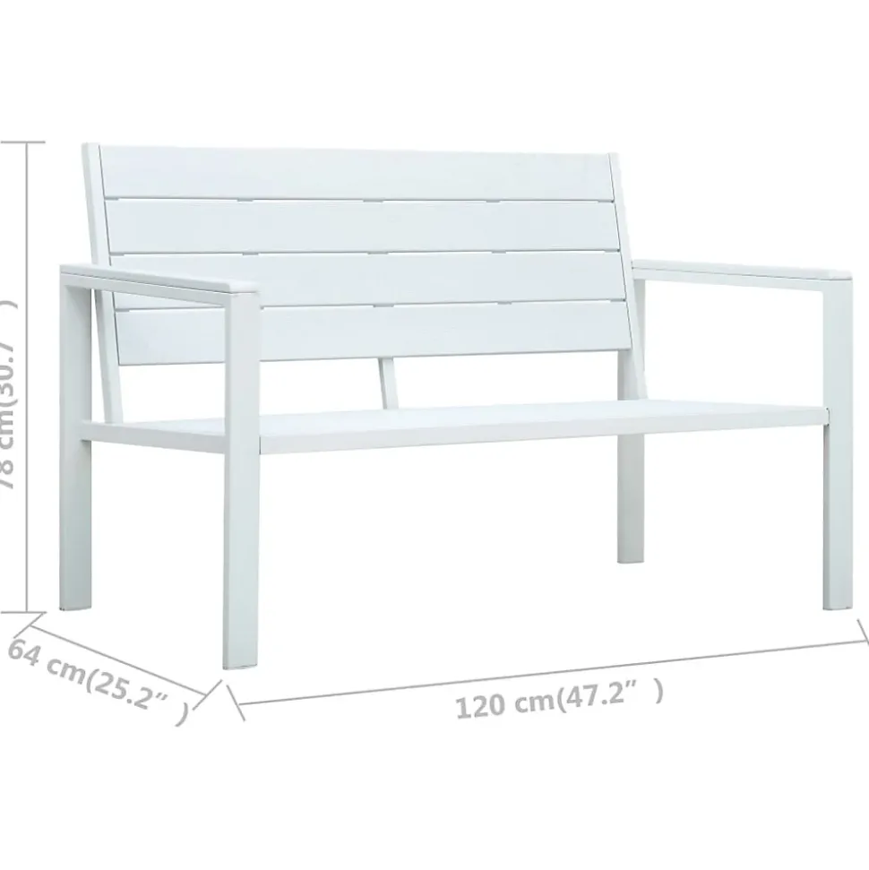 Banc de jardin 120 cm PEHD Blanc Aspect de bois vidaXL