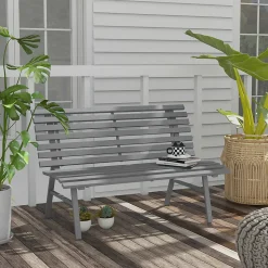 Banc de jardin 2 places assise dossier à lattes alu gris