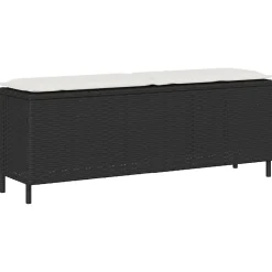 Banc de jardin avec coussin noir 110x30x40,5 cm résine tressée vidaXL
