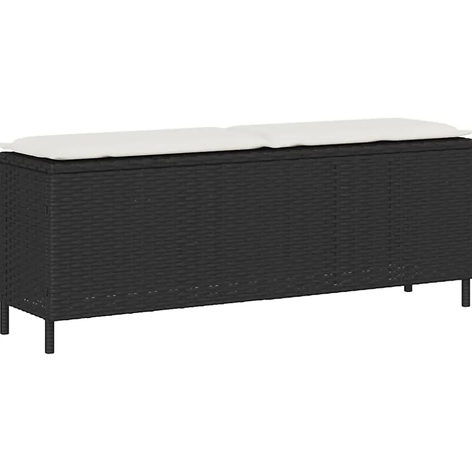 Banc de jardin avec coussin noir 110x30x40,5 cm résine tressée vidaXL