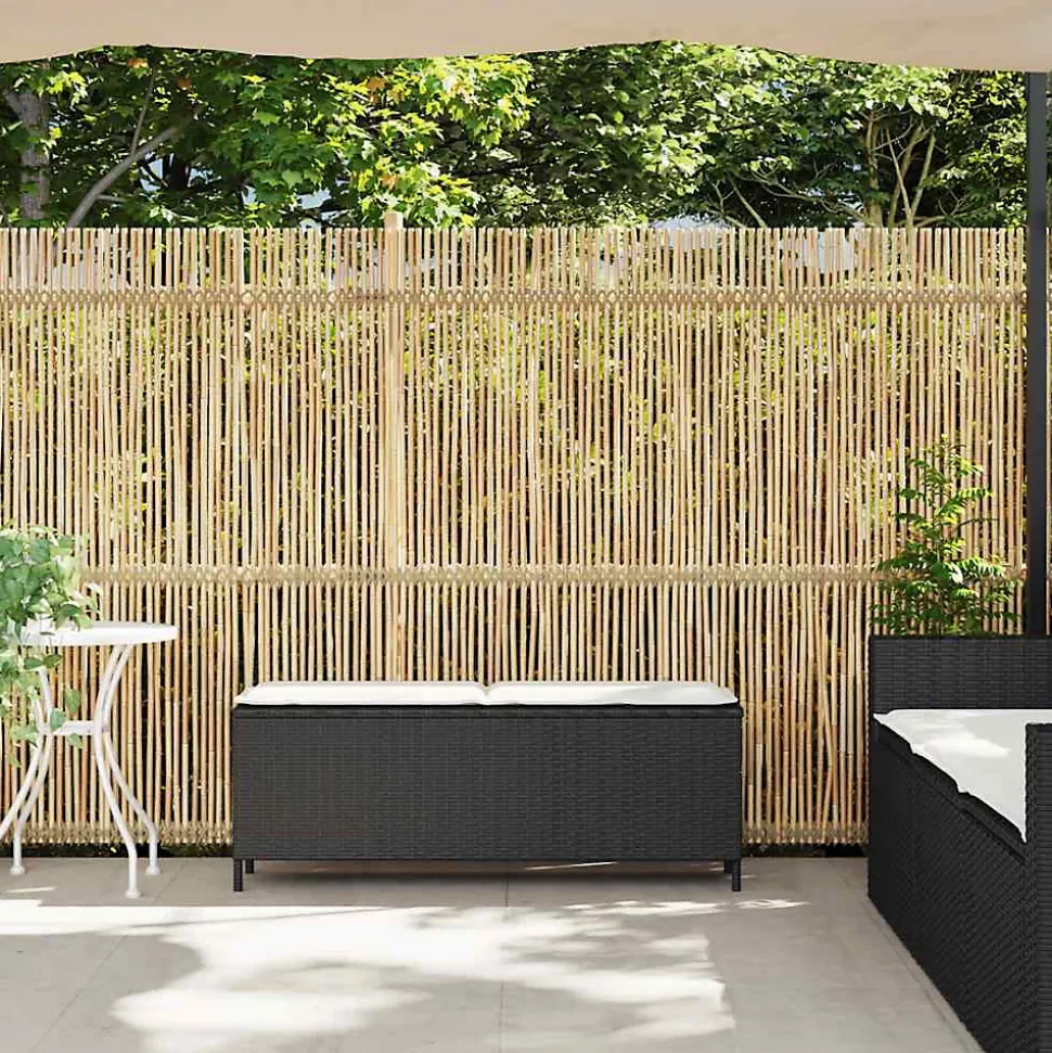 Banc de jardin avec coussin noir 110x30x40,5 cm résine tressée vidaXL