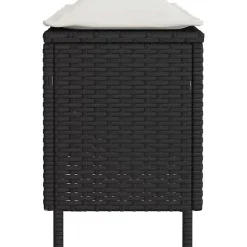Banc de jardin avec coussin noir 110x30x40,5 cm résine tressée vidaXL