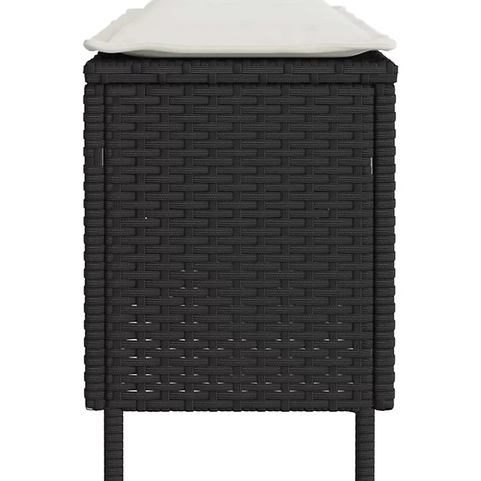 Banc de jardin avec coussin noir 110x30x40,5 cm résine tressée vidaXL