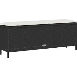 Banc de jardin avec coussin noir 110x30x40,5 cm résine tressée vidaXL