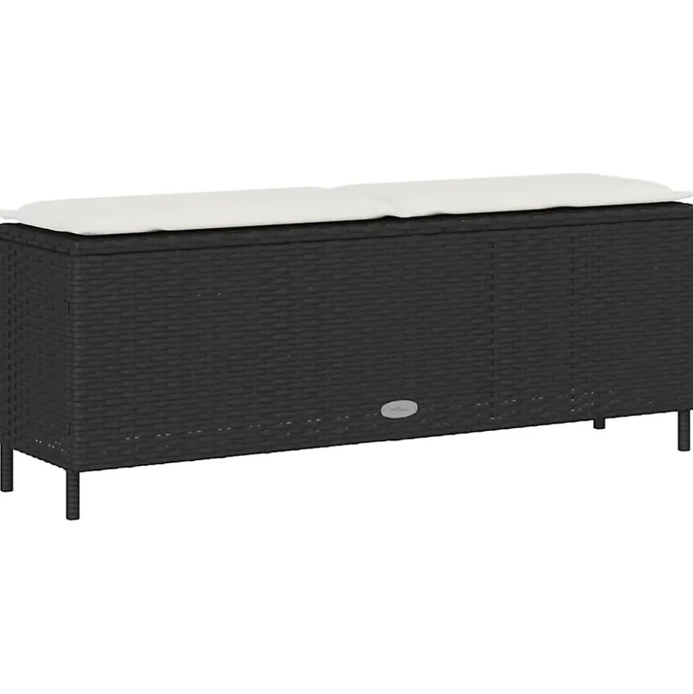 Banc de jardin avec coussin noir 110x30x40,5 cm résine tressée vidaXL