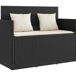 Banc de jardin avec coussins noir résine tressée vidaXL