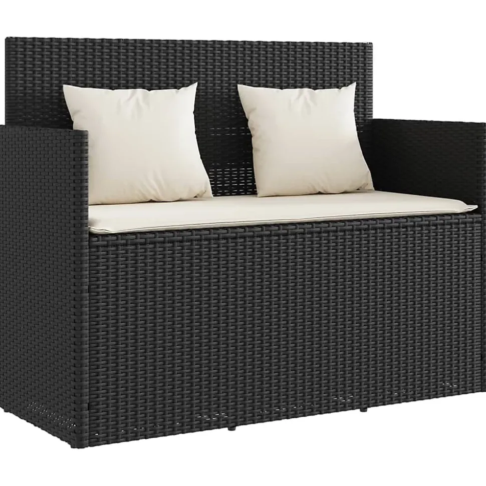 Banc de jardin avec coussins noir résine tressée vidaXL