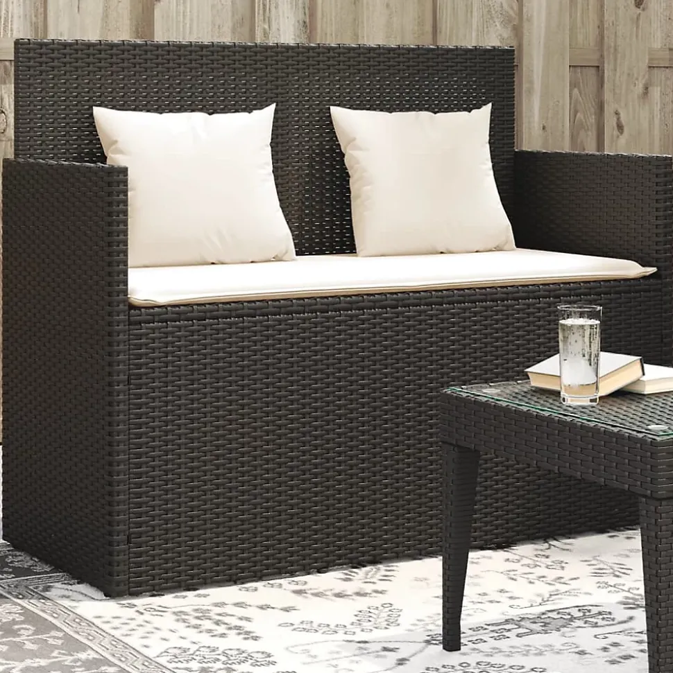 Banc de jardin avec coussins noir résine tressée vidaXL