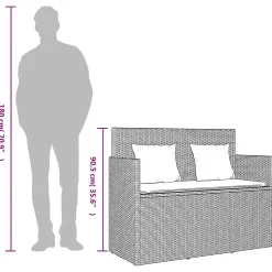 Banc de jardin avec coussins noir résine tressée vidaXL