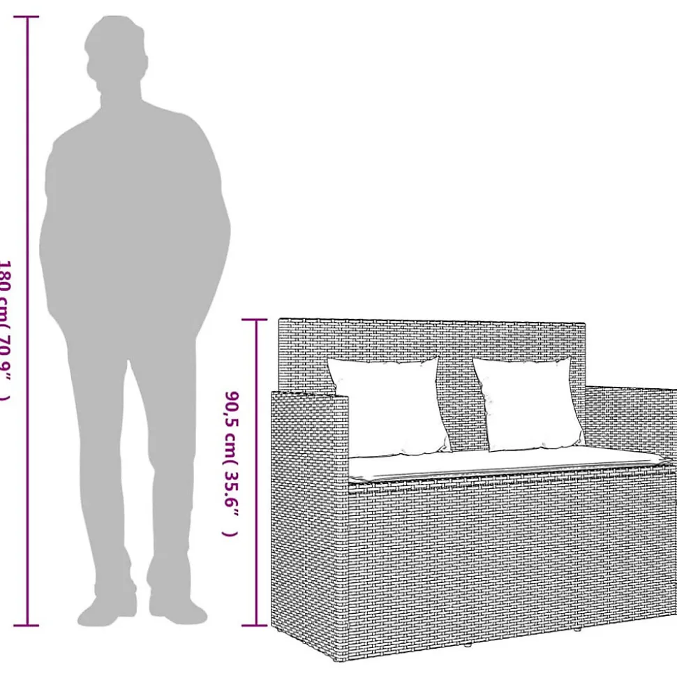 Banc de jardin avec coussins noir résine tressée vidaXL