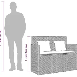 Banc de jardin avec coussins noir résine tressée vidaXL