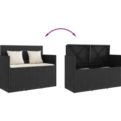 Banc de jardin avec coussins noir résine tressée vidaXL