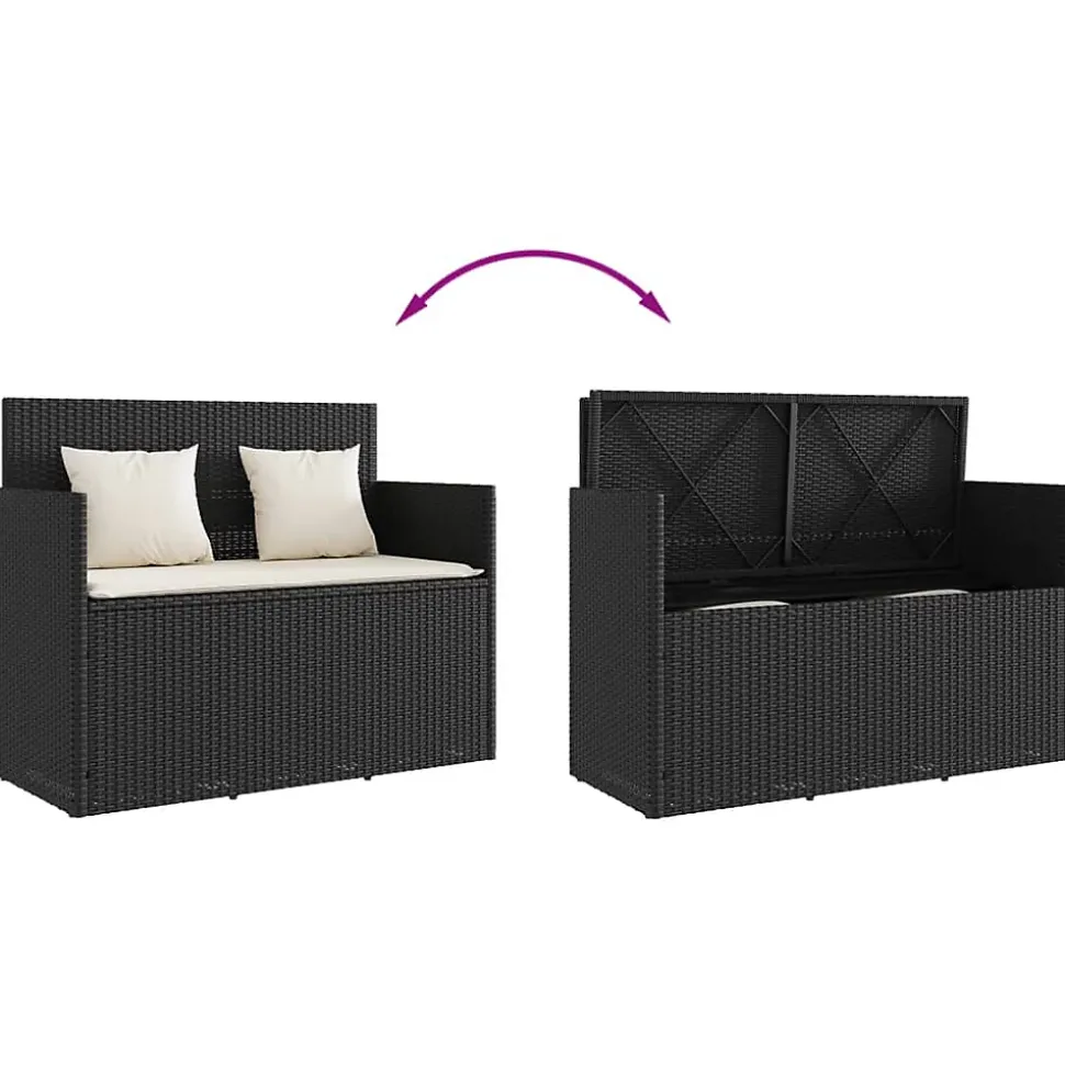 Banc de jardin avec coussins noir résine tressée vidaXL
