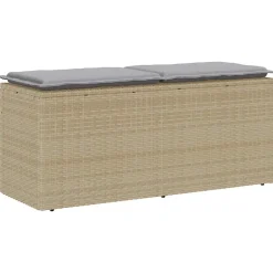 Banc de jardin avec coussin beige 110x40x44 cm résine tressée vidaXL