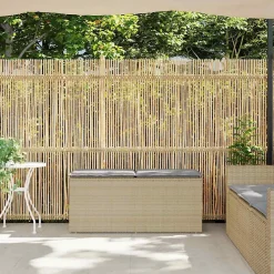 Banc de jardin avec coussin beige 110x40x44 cm résine tressée vidaXL