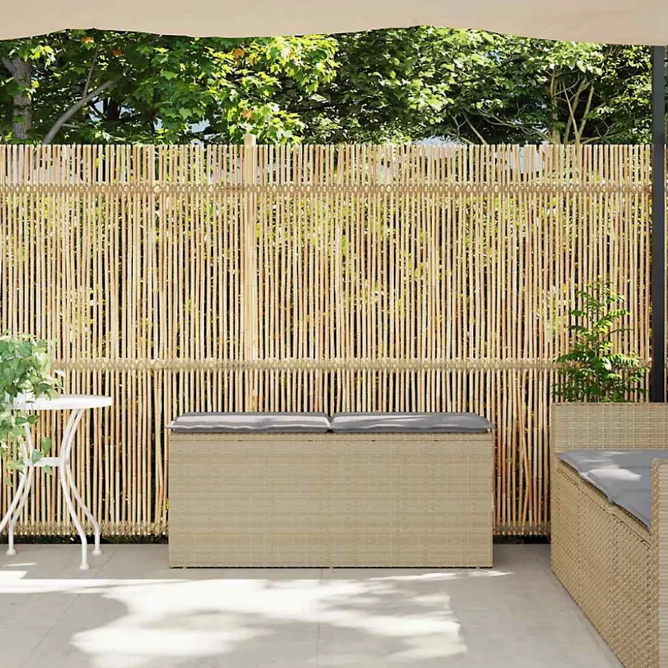 Banc de jardin avec coussin beige 110x40x44 cm résine tressée vidaXL