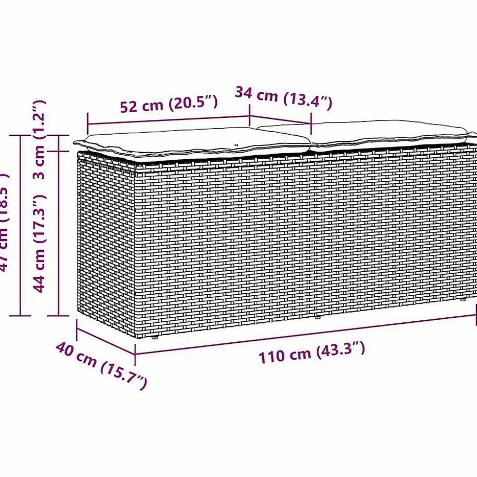 Banc de jardin avec coussin beige 110x40x44 cm résine tressée vidaXL