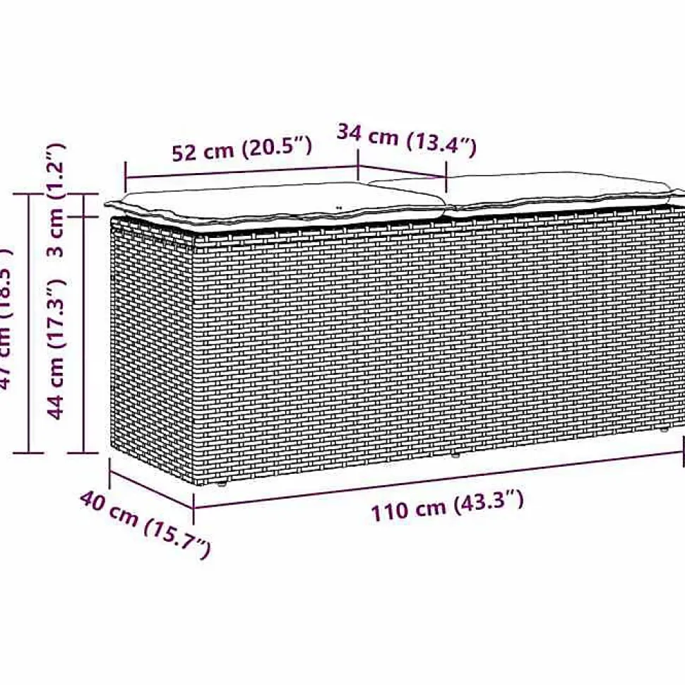 Banc de jardin avec coussin beige 110x40x44 cm résine tressée vidaXL