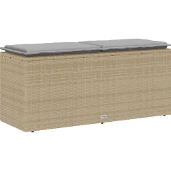 Banc de jardin avec coussin beige 110x40x44 cm résine tressée vidaXL