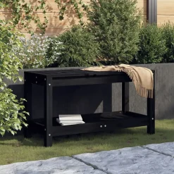 Banc de jardin noir 82,5x35x45 cm bois massif de pin vidaXL