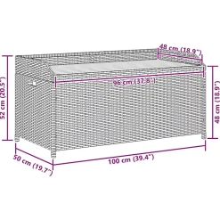 Banc de rangement gris résine tressée et bois d'acacia vidaXL