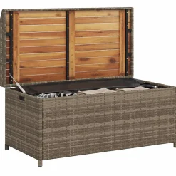 Banc de rangement gris résine tressée et bois d'acacia vidaXL