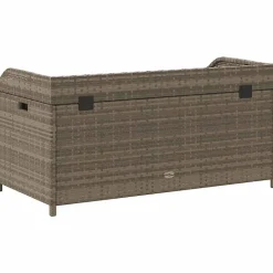 Banc de rangement gris résine tressée et bois d'acacia vidaXL