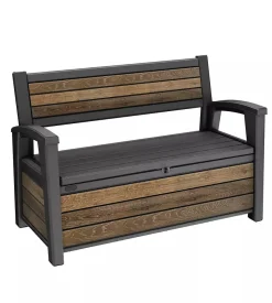Banc d'extérieur Otto Walnut avec coffre de rangement en résine coloris noyer 227L Keter