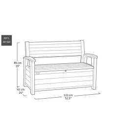 Banc d'extérieur Otto Walnut avec coffre de rangement en résine coloris noyer 227L Keter