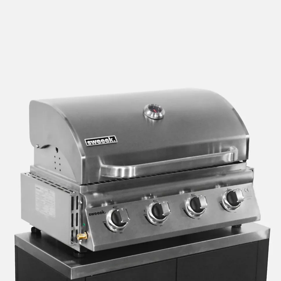 Barbecue à gaz avec 4 brûleurs à poser avec récupérateur de graisse
