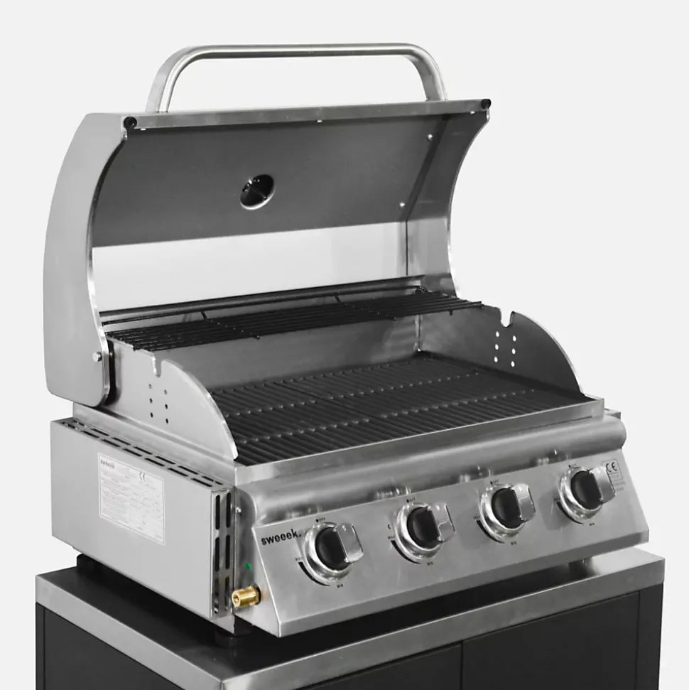 Barbecue à gaz avec 4 brûleurs à poser avec récupérateur de graisse