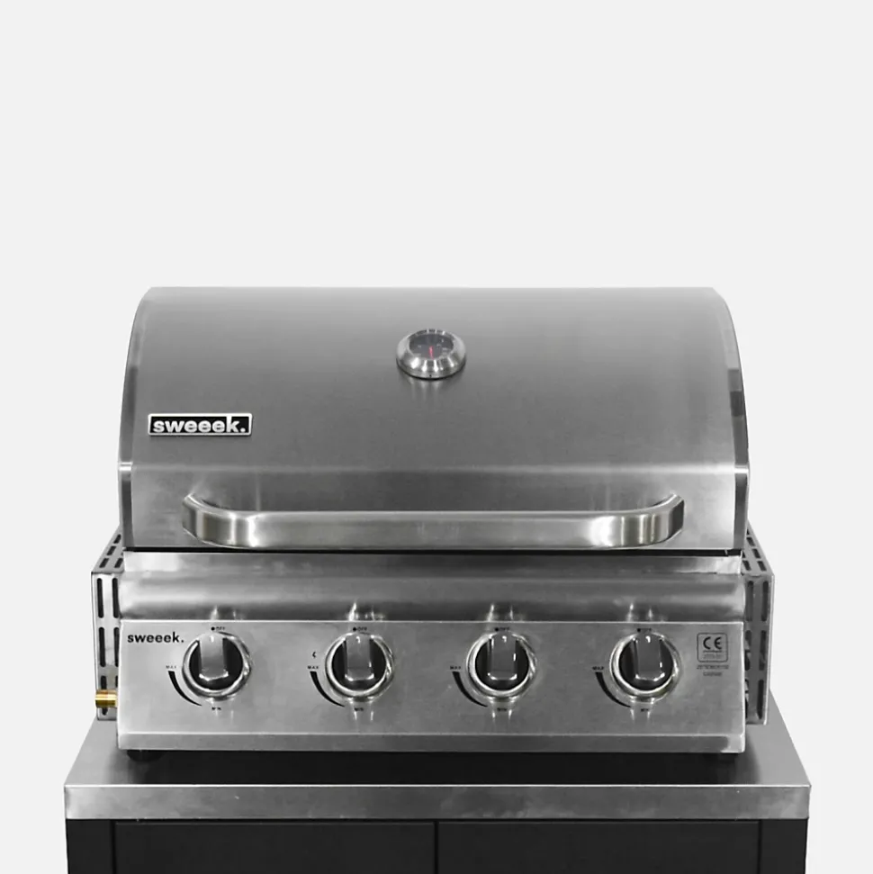 Barbecue à gaz avec 4 brûleurs à poser avec récupérateur de graisse