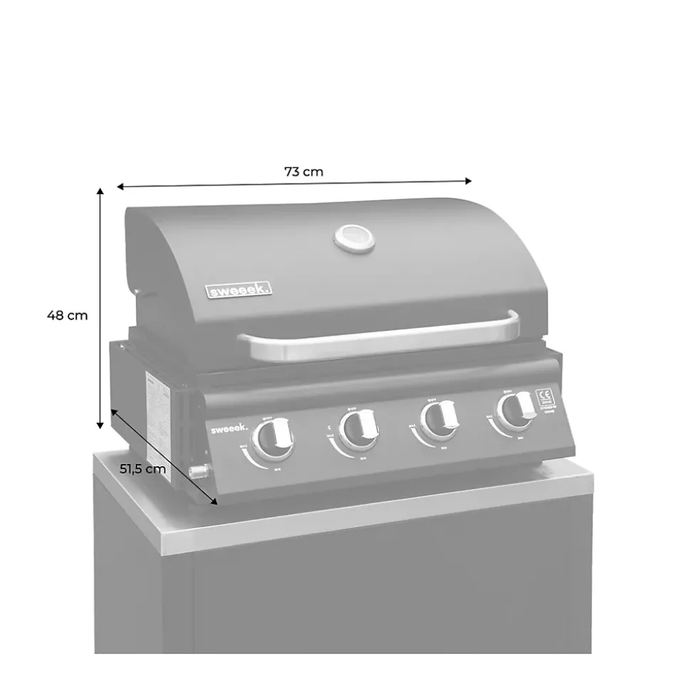 Barbecue à gaz avec 4 brûleurs à poser avec récupérateur de graisse