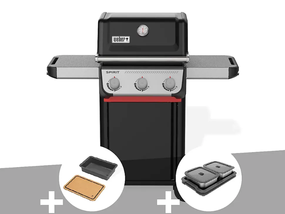 Barbecue à gaz Spirit E-310 + Bac et planche à découper + Kit de préparation et de service - Weber