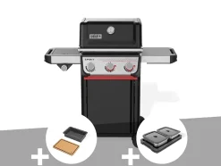 Barbecue à gaz Spirit E-335 + Bac et planche à découper Weber Works + Kit de préparation et de service - Weber