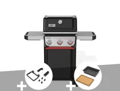 Barbecue à gaz Spirit E-325 + Set d'accessoires clipsables Weber Works + Bac et planche à découper Weber Works - Weber