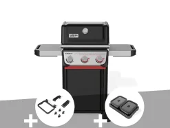 Barbecue à gaz Spirit E-325 + Set d'accessoires clipsables Weber Works + Kit de préparation et de service - Weber