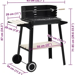 Barbecue au charbon de bois avec roulettes vidaXL