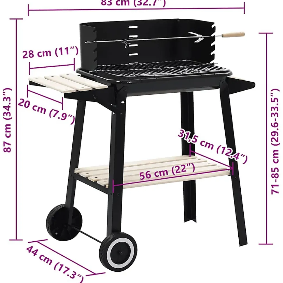 Barbecue au charbon de bois avec roulettes vidaXL