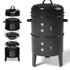 Barbecue Fumoir grill à charbon de bois BBQ avec Thermomètre