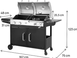 Barbecue gaz et charbon 2 en 1 en métal 