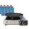 Barbecue gaz Grill 2en1 Réchaud gaz piézo 2200 W + 8 cartouches gaz butane KEMPER