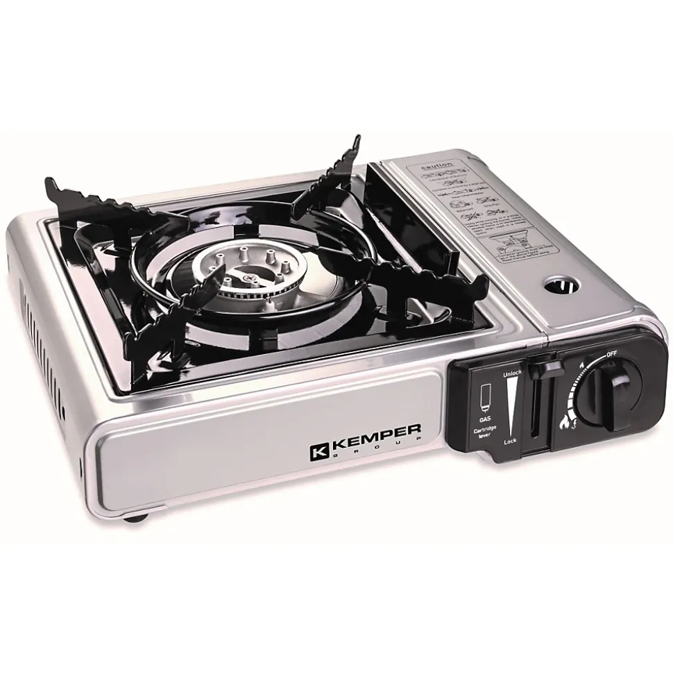 Barbecue gaz Grill 2en1 Réchaud gaz piézo 2200 W + 8 cartouches gaz butane KEMPER