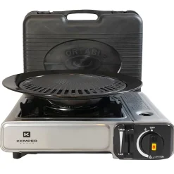 Barbecue gaz Grill 2en1 Réchaud gaz piézo 2200 W + 8 cartouches gaz butane KEMPER