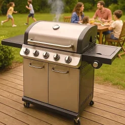 Barbecue gaz ROSTER triple grille 6 brûleurs (5+1 latéral)