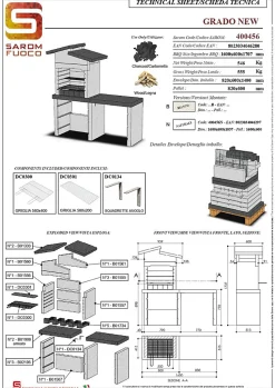 Barbecue Grado sarom en béton allégé avec ample table latérale 160x 60x170,7 cm