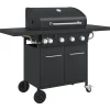 Barbecue gril à gaz avec 5 brûleurs noir acier enduit de poudre vidaXL