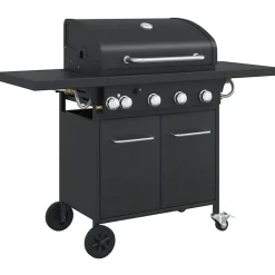 Barbecue gril à gaz avec 5 brûleurs noir acier enduit de poudre vidaXL