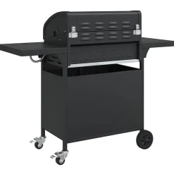 Barbecue gril à gaz avec 5 brûleurs noir acier enduit de poudre vidaXL