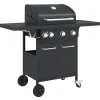 Barbecue gril à gaz avec 4 brûleurs noir acier enduit de poudre vidaXL